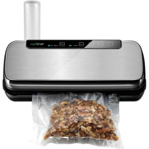 image:imageNutriChef Food Vacuum Sealer Machine 110W Stainless Steel Automatic Chamber Vacuum Sealer with LED Touch Controls For Food Storage 5 Reusable Vacuum Bags Hose amp Wine Stopper 14 x 6 x 3