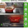 image:imageNutriChef 10 Enameled Cast Iron Bread Pan with Lid Oval Loaf Dutch Oven with Silicone Gloves OvenSafe to 500F for Baking Roasting Stewing amp More Dishwasher Safe BlueRed