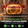image:imageNutriChef 10 Enameled Cast Iron Bread Pan with Lid Oval Loaf Dutch Oven with Silicone Gloves OvenSafe to 500F for Baking Roasting Stewing amp More Dishwasher Safe BlueRed