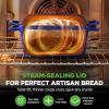 image:imageNutriChef 10 Enameled Cast Iron Bread Pan with Lid Oval Loaf Dutch Oven with Silicone Gloves OvenSafe to 500F for Baking Roasting Stewing amp More Dishwasher Safe BlueBlue