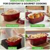 image:imageNutriChef 10 Enameled Cast Iron Bread Pan with Lid Oval Loaf Dutch Oven with Silicone Gloves OvenSafe to 500F for Baking Roasting Stewing amp More Dishwasher Safe BlueRed