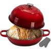 image:imageNutriChef 102 Enameled Cast Iron Bread Oven DomeShaped Sourdough Baking Pan with Handles amp Silicone Gloves OvenSafe to 500F Dishwasher Safe Dutch Oven Bread Pan RedRed