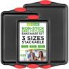 image:imageNutriChef 3Piece Cookie Sheets for Baking NonStick Baking Pans Set with Silicone Handles Stackable Oven Trays in Small Medium amp Large Sizes for Professional and Everyday Use 2026 Edition3Piece Set