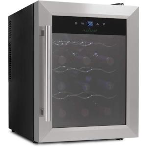 image:imageNutriChef 12 Bottle Thermoelectric Wine Cooler  Chiller  Counter Top Red And White Wine Cellar  FreeStanding Refrigerator Quiet Operation Fridge  Stainless Steel  PKTEWC125