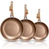 image:image3 Pcs Nonstick Fry Pan Set  HighQuality NonStick Basic Kitchen Cookware Set PFOAPFOS Free Compatible with Models NCCW14S and NCCW20S  NutriChef NCW14FP3SGold