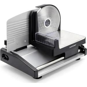 image:imageElectric Meat Slicer  200W Automatic Meat amp Bread Slicer  Adjustable Dial for 015mm Cutting Range Thickness  Removable 75 IN Stainless Steel Blade amp Food Pusher for Safety Black