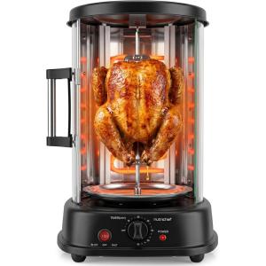 image:imageNutriChef Countertop Vertical Rotating Oven  Rotisserie Shawarma Machine Kebob Machine Stain amp Heat Resistant Door amp Energy Efficient Includes Kebob Rack with 7 Skewers PKRTVG34