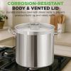 image:imageStainless Steel Cookware Stockpot 30 Quart Heavy Duty Induction Soup Pot With Stainless Steel Lid And Strong Riveted Handles Even Heat Distribution Compatible With Most CooktopsStainless Steel