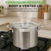 image:imageStainless Steel Cookware Stockpot 30 Quart Heavy Duty Induction Soup Pot With Stainless Steel Lid And Strong Riveted Handles Even Heat Distribution Compatible With Most CooktopsStainless Steel