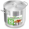 image:imageStainless Steel Cookware Stockpot 30 Quart Heavy Duty Induction Soup Pot With Stainless Steel Lid And Strong Riveted Handles Even Heat Distribution Compatible With Most CooktopsStainless Steel