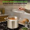 image:imageStainless Steel Cookware Stockpot 30 Quart Heavy Duty Induction Soup Pot With Stainless Steel Lid And Strong Riveted Handles Even Heat Distribution Compatible With Most CooktopsStainless Steel