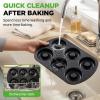 image:imageNutriChef Donut Mold  Nonstick Carbon Steel Donut Pan for Baking  6Cavity Tray with Bagel Mold Design  Oven Safe up to 450F  Stainless Steel 125 x 85 Inch Bakeware  Black4 Pan