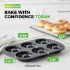 image:imageNutriChef Donut Mold  Nonstick Carbon Steel Donut Pan for Baking  6Cavity Tray with Bagel Mold Design  Oven Safe up to 450F  Stainless Steel 125 x 85 Inch Bakeware  Black4 Pan