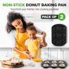 image:imageNutriChef Donut Mold  Nonstick Carbon Steel Donut Pan for Baking  6Cavity Tray with Bagel Mold Design  Oven Safe up to 450F  Stainless Steel 125 x 85 Inch Bakeware  Black2 Pan