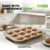 image:imageNutriChef Nonstick Carbon Steel Muffin Pans  Pair of Cupcake Cookie Sheet Pan Style for Baking Professional Kitchen Muffin Bake Pans 2 pc Muffin Pans w 12 Cups Cupcake Baking Tray  NC2TRCP3