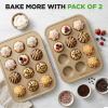 image:imageNutriChef Nonstick Carbon Steel Muffin Pans  Pair of Cupcake Cookie Sheet Pan Style for Baking Professional Kitchen Muffin Bake Pans 2 pc Muffin Pans w 12 Cups Cupcake Baking Tray  NC2TRCP3