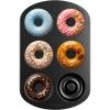 image:imageNutriChef Donut Mold  Nonstick Carbon Steel Donut Pan for Baking  6Cavity Tray with Bagel Mold Design  Oven Safe up to 450F  Stainless Steel 125 x 85 Inch Bakeware  Black1 Pan