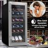 image:imageNutriChef 18 Bottle Wine Fridge  Dual Zone Wine Chiller  Adjustable Temperature 41F to 64F  Ultra Quiet Operation  Wine Cooler For Home amp Office  Free Standing 32x13x19 IN  Black
