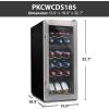 image:imageNutriChef 18 Bottle Wine Fridge  Dual Zone Wine Chiller  Adjustable Temperature 41F to 64F  Ultra Quiet Operation  Wine Cooler For Home amp Office  Free Standing 32x13x19 IN  Black