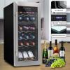 image:imageNutriChef 18 Bottle Wine Fridge  Dual Zone Wine Chiller  Adjustable Temperature 41F to 64F  Ultra Quiet Operation  Wine Cooler For Home amp Office  Free Standing 32x13x19 IN  Black