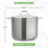 image:imageNutriChef 2Quart Stainless Steel Saucepan  188 Food Grade Heavy Duty Cookware Sauce Pot Stew Pot Simmering Pot Kitchenware wSee Through Lid Dishwasher Safe For Induction Gas Ceramic CooktopsStainless Steel
