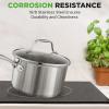 image:imageNutriChef 2Quart Stainless Steel Saucepan  188 Food Grade Heavy Duty Cookware Sauce Pot Stew Pot Simmering Pot Kitchenware wSee Through Lid Dishwasher Safe For Induction Gas Ceramic CooktopsStainless Steel