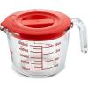 image:imageNutriChef 4 Cups Glass Measuring Cup with Lid 34 oz  HeatResistant Borosilicate Liquid Measure Cup with EasyRead Scale for Cooking Baking and Food Storage Dishwasher and Freezer SafeRed