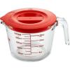 image:imageNutriChef 4 Cups Glass Measuring Cup with Lid 34 oz  HeatResistant Borosilicate Liquid Measure Cup with EasyRead Scale for Cooking Baking and Food Storage Dishwasher and Freezer SafeRed
