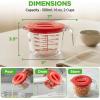 image:imageNutriChef 4 Cups Glass Measuring Cup with Lid 34 oz  HeatResistant Borosilicate Liquid Measure Cup with EasyRead Scale for Cooking Baking and Food Storage Dishwasher and Freezer SafeRed