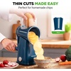 image:imageNutriChef 5 in 1 Cheese Grater amp Shredder  5 Different Blades for Thin Thick Julienne Strips Wavy amp Straight Strips  Includes Hand Crank Strong Suction Base amp Storage Container  WhiteBlue