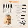 image:imageNutriChef 13 Piece Kitchen Knife Set  German Stainless Steel Kitchen Precision Knives Set w 6 Steak Knives amp Bonus Scissors Wooden Block Stand wSharpener  Slicing Chopping Dicing  NCKNS13