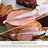 image:imageNutriChef Electric Carving Slicer Kitchen Knife  Portable Electrical Food Cutter Knife Set with Bread and Carving Blades Wood Stand For Meat Turkey Bread Cheese Vegetable Fruit  NutriChef