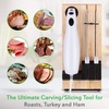image:imageNutriChef Electric Carving Slicer Kitchen Knife  Portable Electrical Food Cutter Knife Set with Bread and Carving Blades Wood Stand For Meat Turkey Bread Cheese Vegetable Fruit  NutriChef