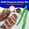 image:imageSereneLife Stainless Steel Knife Set 8 Pcs  NonStick Coating Sharp Serrated Blades Professional Kitchen Set RustResistant Dishwasher Safe Ideal for BBQ amp Grilling YellowGreen