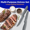 image:imageSereneLife Stainless Steel Knife Set 8 Pcs  NonStick Coating Sharp Serrated Blades Professional Kitchen Set RustResistant Dishwasher Safe Ideal for BBQ amp Grilling YellowGray