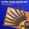 image:imageSereneLife Stainless Steel Knife Set 8 Pcs  NonStick Coating Sharp Serrated Blades Professional Kitchen Set RustResistant Dishwasher Safe Ideal for BBQ amp Grilling YellowBrown