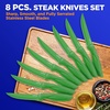 image:imageSereneLife Stainless Steel Knife Set 8 Pcs  NonStick Coating Sharp Serrated Blades Professional Kitchen Set RustResistant Dishwasher Safe Ideal for BBQ amp Grilling YellowGreen