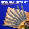 image:imageSereneLife Stainless Steel Knife Set 8 Pcs  NonStick Coating Sharp Serrated Blades Professional Kitchen Set RustResistant Dishwasher Safe Ideal for BBQ amp Grilling YellowGray