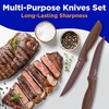 image:imageSereneLife Stainless Steel Knife Set 8 Pcs  NonStick Coating Sharp Serrated Blades Professional Kitchen Set RustResistant Dishwasher Safe Ideal for BBQ amp Grilling YellowBrown