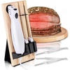 image:imageNutriChef Electric Carving Slicer Kitchen Knife  Portable Electrical Food Cutter Knife Set with Bread and Carving Blades Wood Stand For Meat Turkey Bread Cheese Vegetable Fruit  NutriChef