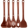 image:imageNutriChef Kitchen Cooking Utensils Set  Includes Solid Spatula Pasta Fork Solid Spoon Slotted Spoon amp Tool Seat Works with Model NCCWSTKBR Brown
