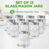 image:imageNutriChef 16 Pack Mason Jars 16 oz with Lids Wide Mouth Airtight Seal Freeze Safe Durable Glass Silver Screw Lids for Meal Prep Jam Honey and Wedding Gifts Leakproof amp Dishwasher Safe Glass Jars12 Pack