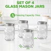 image:imageNutriChef 16 Pack Mason Jars 16 oz with Lids Wide Mouth Airtight Seal Freeze Safe Durable Glass Silver Screw Lids for Meal Prep Jam Honey and Wedding Gifts Leakproof amp Dishwasher Safe Glass Jars4 Pack