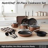 image:imageNutriChef Non Stick Cookware with Baking Pans Set 20 Piece  Complete kitchen set with pots pans bakeware utensils and tempered glass lids in durable aluminum with easyclean designBrown
