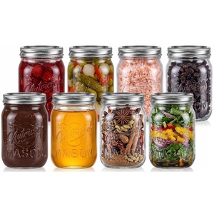 image:imageNutriChef 16 Pack Mason Jars 16 oz with Lids Wide Mouth Airtight Seal Freeze Safe Durable Glass Silver Screw Lids for Meal Prep Jam Honey and Wedding Gifts Leakproof amp Dishwasher Safe Glass Jars8 pack