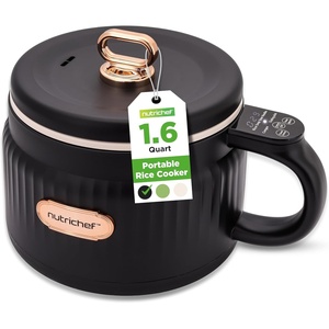 image:imageNutriChef 16 QT Portable Electric Rice Cooker amp Lunch Maker  MultiFunctional amp NonStick Ceramic Coating  Digital Control Panel  6 Cook Functions Rice Soup Stew Porridge amp More  Black