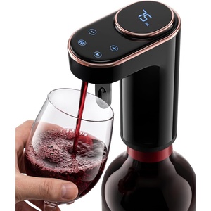 image:imageNutriChef 3in1 Electric Wine Aerator  Aerates Vacuum Seals amp Dispenses  Includes 3 Bottle Adapters 2 Vacuum Stoppers amp 2 Straws  Rechargeable LED Touch Screen with Measured Pours  Black