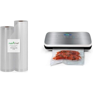 image:imageNutriChef PRTPKVS16RL 2 Rolls 11x50 and 8x50 4 mil Commercial Grade Vacuum Sealer Food Storage Rolls wVacuum Sealer By NutriChef Automatic Vacuum Air Sealing System For Food Preservation