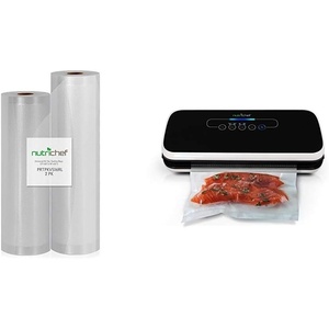 image:imageNutriChef PRTPKVS16RL and PKVS18BK Commercial Grade 2 Vacuum Sealer Food Storage Rolls wCompact Design Vacuum Sealer Automatic Vacuum Air Sealing System For Food Preservation wStarter Kit