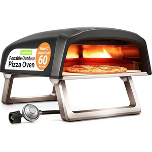 image:imageNutriChef Portable Outdoor Gas Pizza Oven  Unique Design Easy Bake Oven with Pizza Stone Foldable Feet OneTouch Gas Ignition Adjustable Heat Control Stainless Steel 932F MaxBlack